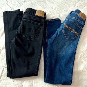 Two pairs of Abercrombie Kids Super Skinny Jeans